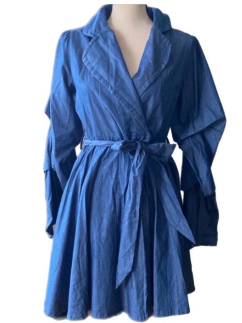 New Women’s chambray wrapped flirty cute mini dress, Size L